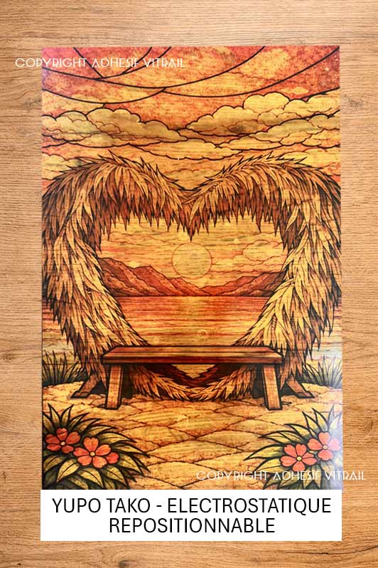 Adhésif vitrail CARAIBES COEUR TROPICAL
