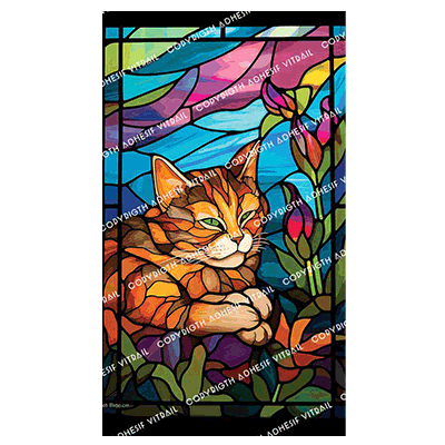 Adhesif Vitrail ANIMAL - CHAT 1