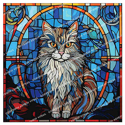 Adhesif Vitrail ANIMAL - CHAT 7