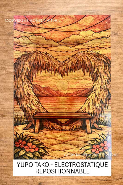 Adhésif vitrail CARAIBES COEUR TROPICAL