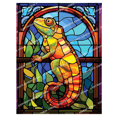 Adhesif Vitrail ANIMAL - CAMELEON 1