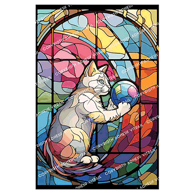 Adhesif Vitrail ANIMAL - CHAT 2