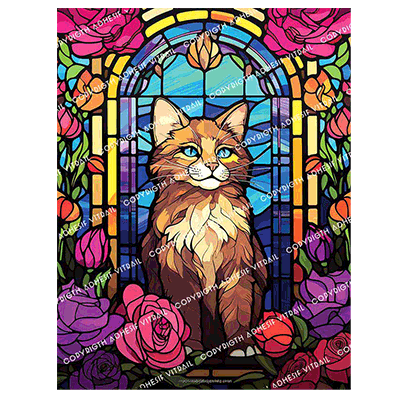 Adhesif Vitrail ANIMAL - CHAT 3