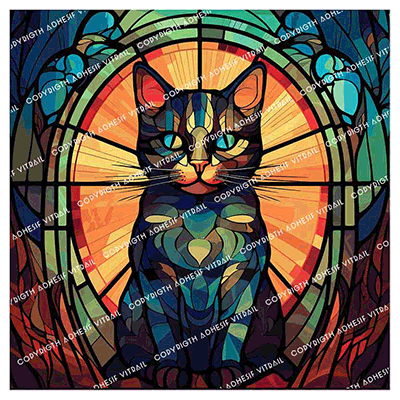 Adhesif Vitrail ANIMAL - CHAT 4