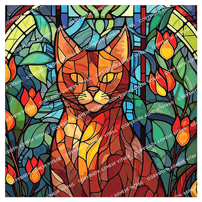 Adhesif Vitrail ANIMAL - CHAT 6