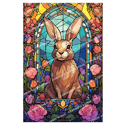 Adhesif Vitrail ANIMAL - LAPIN 4