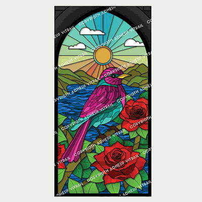 Adhesif Vitrail ANIMAL - OISEAU 1